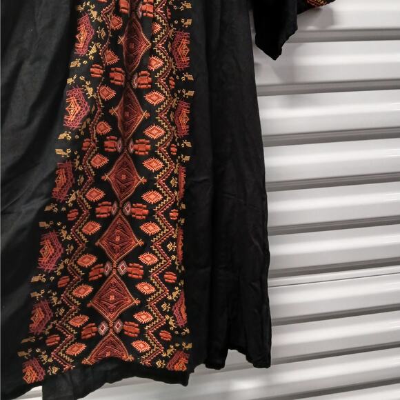 Anthropologie Raga Rala Bohemian Tunic Dress Small Black Embroidered Boho Hippie - Picture 8 of 12